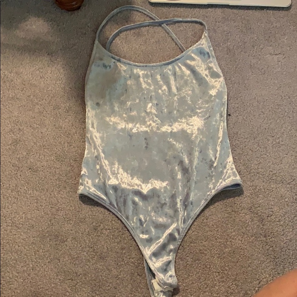 velvet backless body suit
